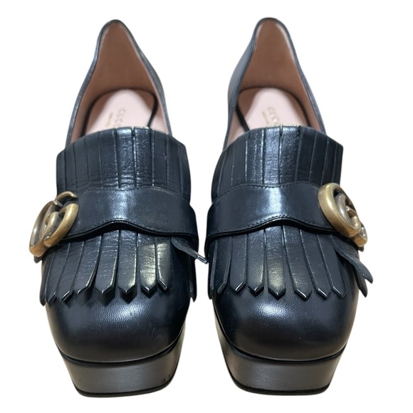 Gucci Black Marmont Leather Platform Loafers - Picture 3 of 9